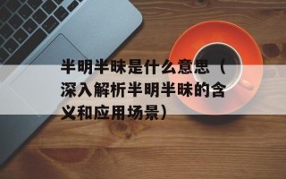 半明半昧是什么意思（深入解析半明半昧的含义和应用场景）