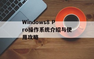 Windows8 Pro操作系统介绍与使用攻略