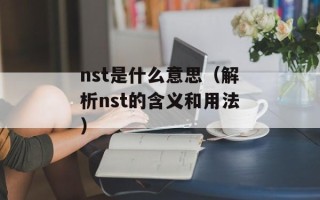 nst是什么意思（解析nst的含义和用法）