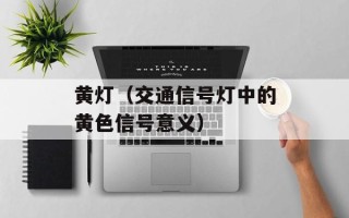 黄灯（交通信号灯中的黄色信号意义）