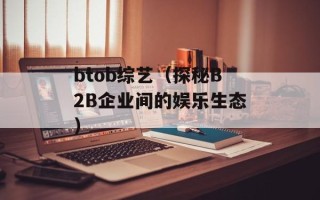 btob综艺（探秘B2B企业间的娱乐生态）