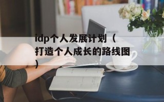 idp个人发展计划（打造个人成长的路线图）