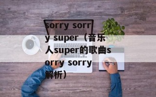 sorry sorry super（音乐人super的歌曲sorry sorry解析）