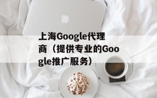 上海Google代理商（提供专业的Google推广服务）