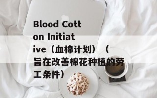 Blood Cotton Initiative（血棉计划）（旨在改善棉花种植的劳工条件）