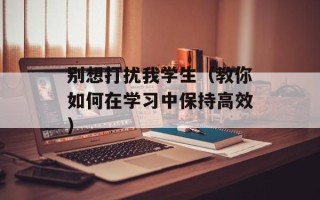 别想打扰我学生（教你如何在学习中保持高效）