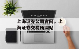 上海证券公司官网，上海证券交易所网站