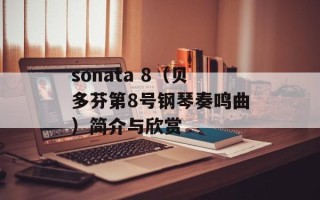 sonata 8（贝多芬第8号钢琴奏鸣曲）简介与欣赏