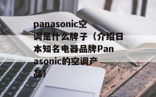 panasonic空调是什么牌子（介绍日本知名电器品牌Panasonic的空调产品）