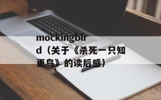 mockingbird（关于《杀死一只知更鸟》的读后感）