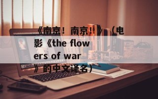 《南京！南京！》（电影《the flowers of war》的中文译名）