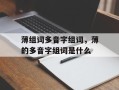 薄组词多音字组词，薄的多音字组词是什么