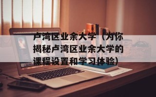 卢湾区业余大学（为你揭秘卢湾区业余大学的课程设置和学习体验）