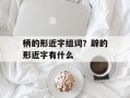 柄的形近字组词？辟的形近字有什么