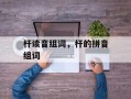 杆读音组词，杆的拼音组词