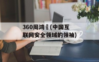 360周鸿祎(中国互联网安全领域的领袖)