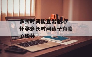 多长时间能查出胎心 怀孕多长时间孩子有胎心胎芽