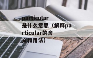 particular是什么意思（解释particular的含义和用法）