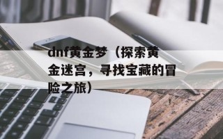 dnf黄金梦（探索黄金迷宫，寻找宝藏的冒险之旅）