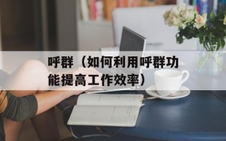 呼群（如何利用呼群功能提高工作效率）