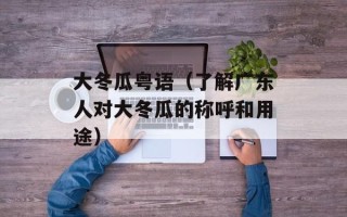 大冬瓜粤语（了解广东人对大冬瓜的称呼和用途）