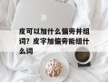 皮可以加什么偏旁并组词？皮字加偏旁能组什么词