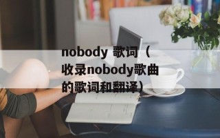 nobody 歌词（收录nobody歌曲的歌词和翻译）
