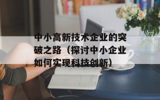 中小高新技术企业的突破之路（探讨中小企业如何实现科技创新）