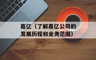 嘉亿（了解嘉亿公司的发展历程和业务范围）