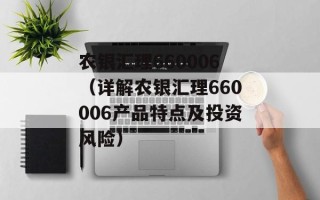 农银汇理660006（详解农银汇理660006产品特点及投资风险）