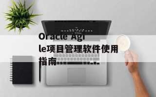 Oracle Agile项目管理软件使用指南