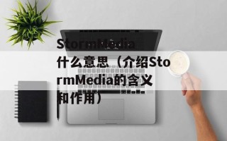 StormMedia什么意思（介绍StormMedia的含义和作用）