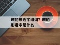 诚的形近字组词？诚的形近字是什么