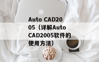 Auto CAD2005（详解Auto CAD2005软件的使用方法）