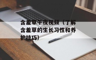 含羞草午夜视频（了解含羞草的生长习性和养护技巧）