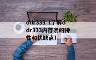 ddr333（了解ddr333内存条的特性和优缺点）