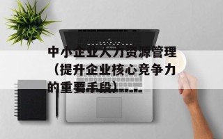 中小企业人力资源管理（提升企业核心竞争力的重要手段）