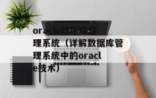 oracle数据库管理系统（详解数据库管理系统中的oracle技术）