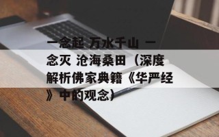 一念起 万水千山 一念灭 沧海桑田（深度解析佛家典籍《华严经》中的观念）