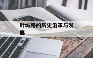 叶城路的历史沿革与发展