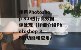 使用Photoshop 8.0进行高效图像处理（详细介绍Photoshop 8.0的功能和应用）