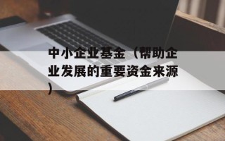 中小企业基金（帮助企业发展的重要资金来源）