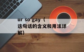 ur so gay（这句话的含义和用法详解）