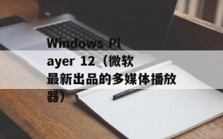 Windows Player 12（微软最新出品的多媒体播放器）