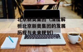 北京新奥集团（深度解析北京新奥集团的发展历程与未来规划）