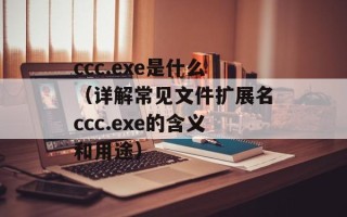 ccc.exe是什么（详解常见文件扩展名ccc.exe的含义和用途）