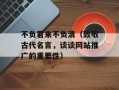 不负君来不负清（致敬古代名言，谈谈网站推广的重要性）
