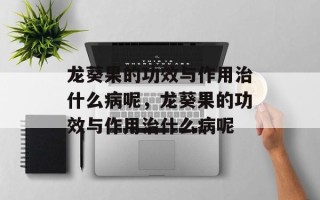 龙葵果的功效与作用治什么病呢，龙葵果的功效与作用治什么病呢
