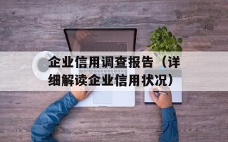 企业信用调查报告（详细解读企业信用状况）