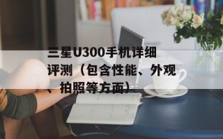 三星U300手机详细评测（包含性能、外观、拍照等方面）